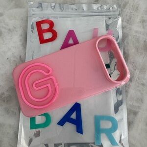 BaubleBar Pink Phone Case with G Design